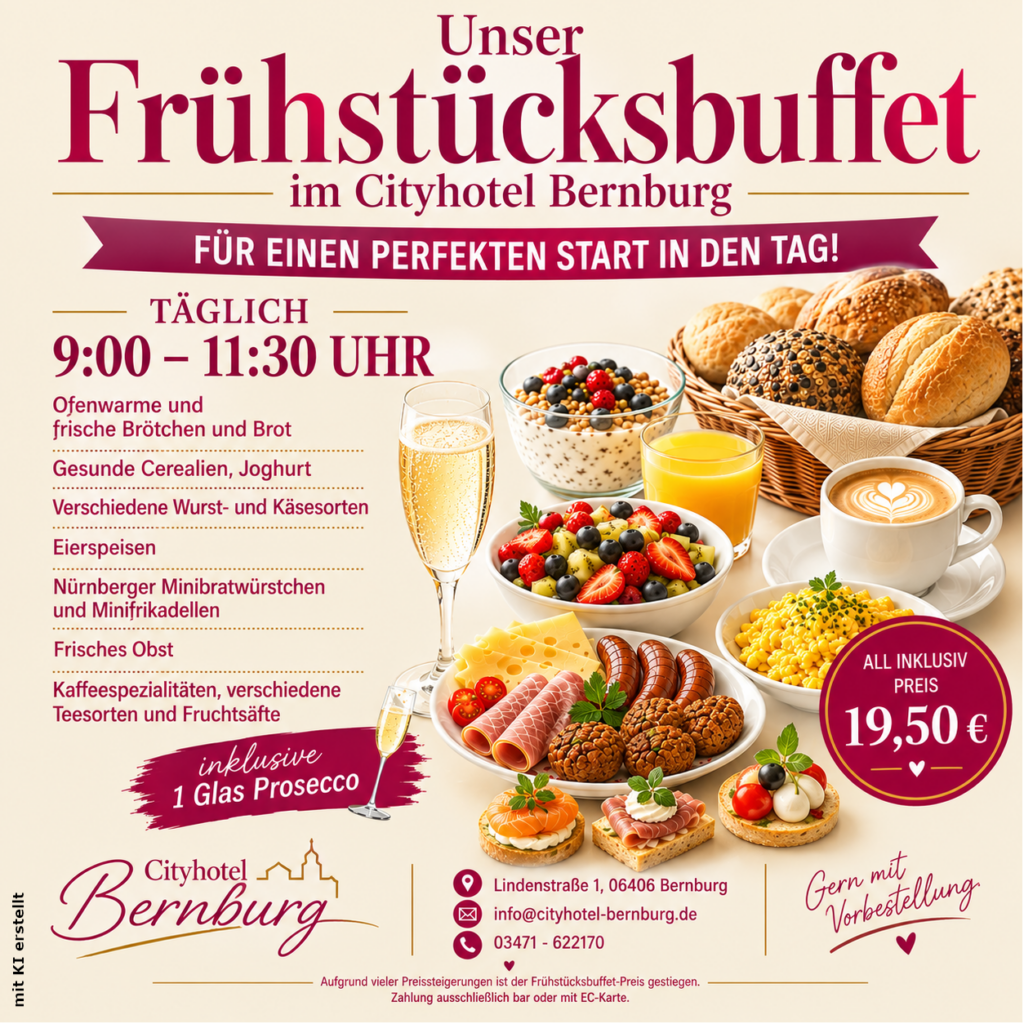 Frühstück im Cityhotel Bernburg